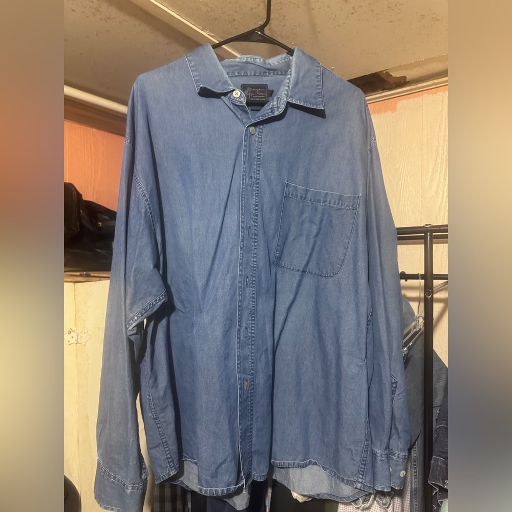 Tommy Bahama Indigo Palms Denim Shirt Mens XL Blue Chambray Button Up Casual